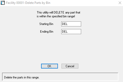 Delete Parts by Bin